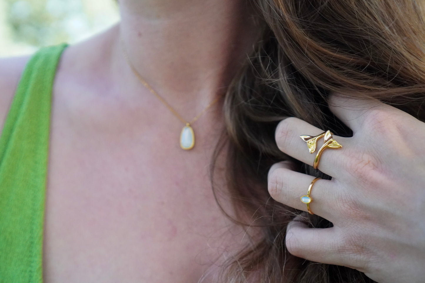 Moon Tear Stone Ring