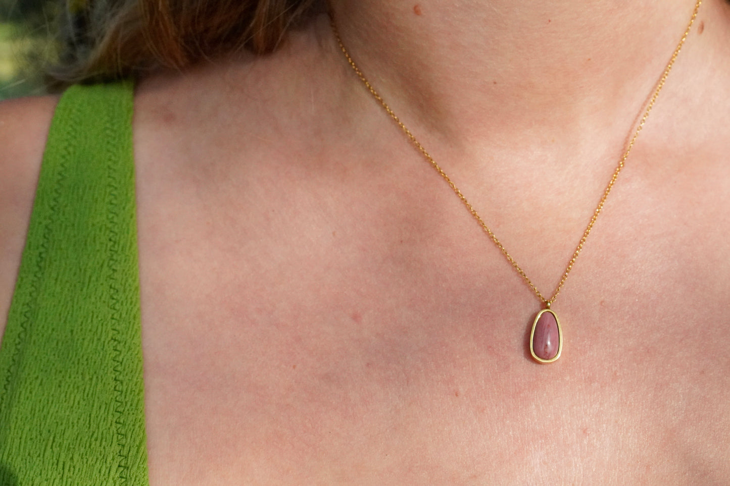Rose Tear Stone Necklace