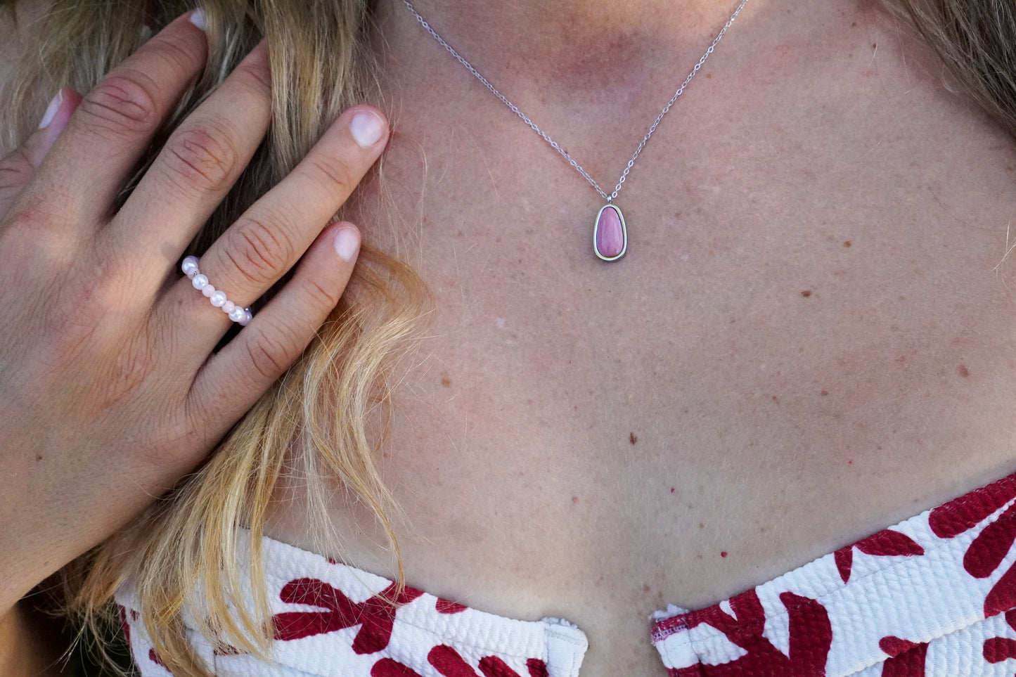 Rose Tear Stone Necklace