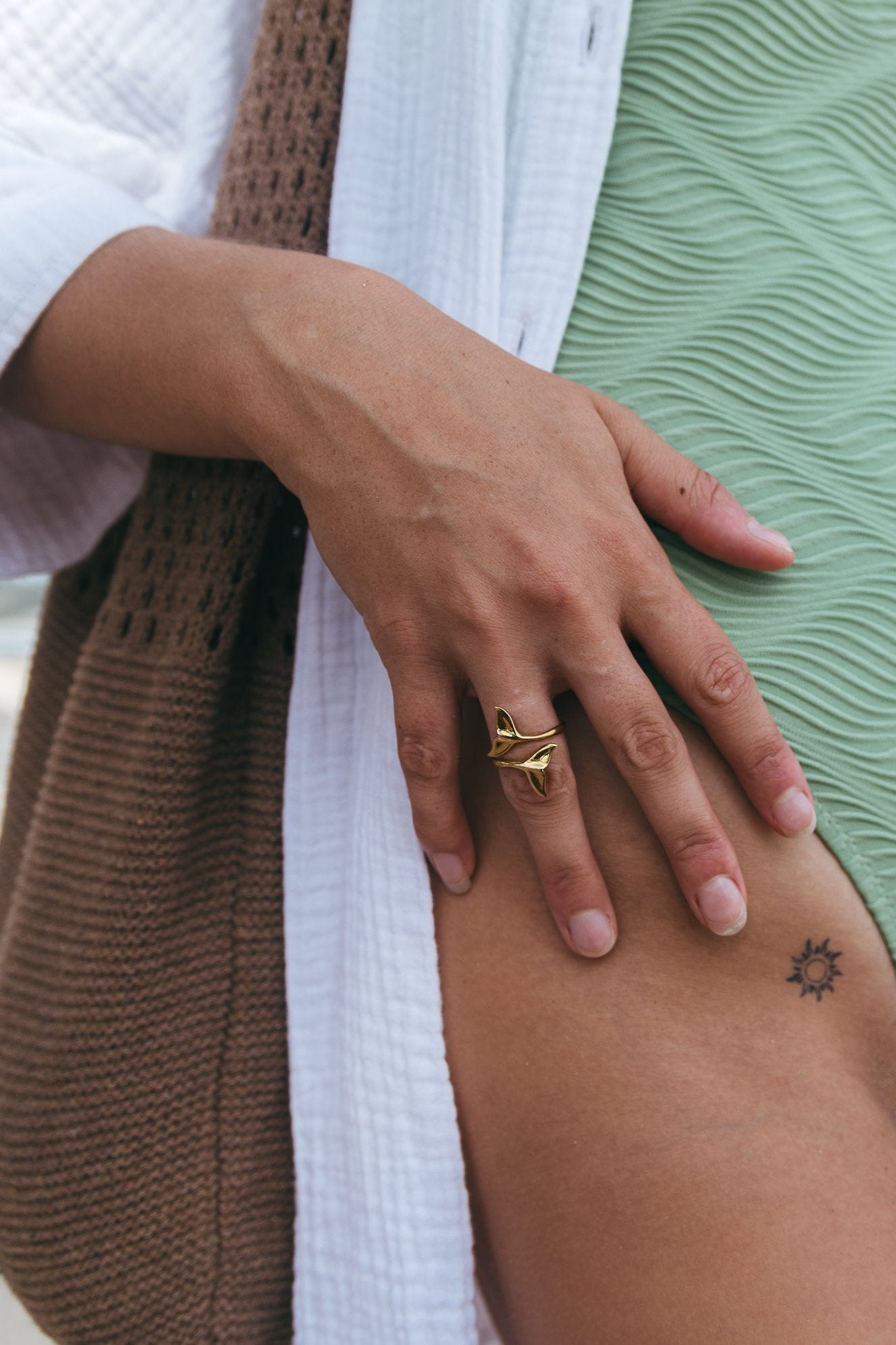 Golden Whale Tail Ring